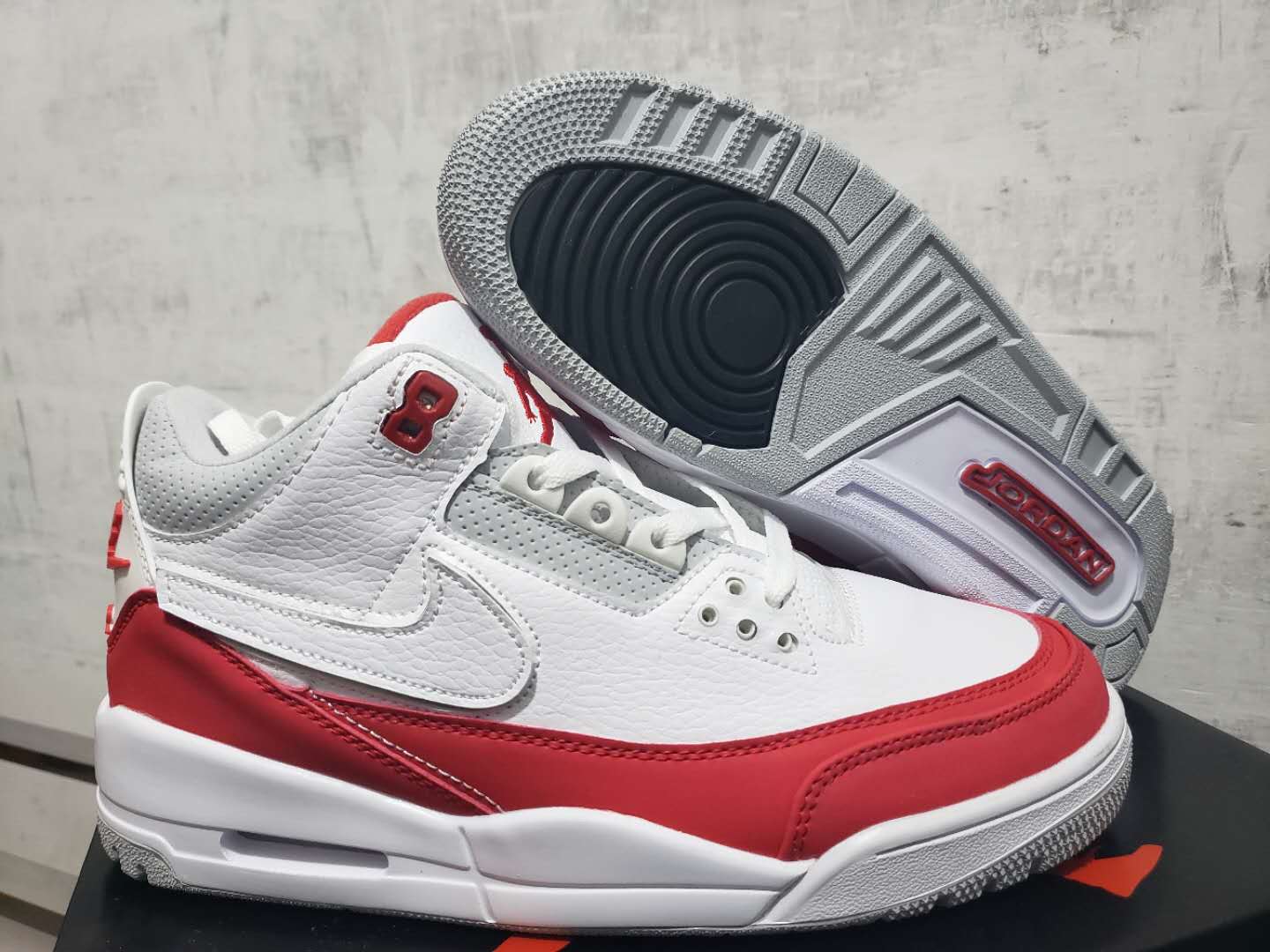 Original Air Jordan 3 Tinker Air Max 1 White Red Shoes - Click Image to Close